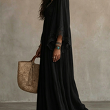 Aurora - Elegant Black Batwing Maxi Dress