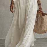Celeste - Ivory Chiffon Maxi Dress with Batwing Sleeves