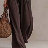 Retro Ruffled V-Neck Wide-Leg Jumpsuit