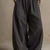 Bohemian Charcoal Striped Crisscross Halter Wide-Leg Jumpsuit