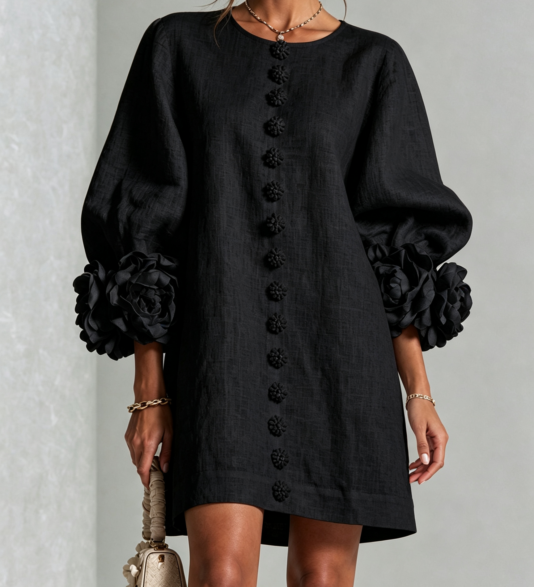 Margot - Mini Dress with Floral Accents