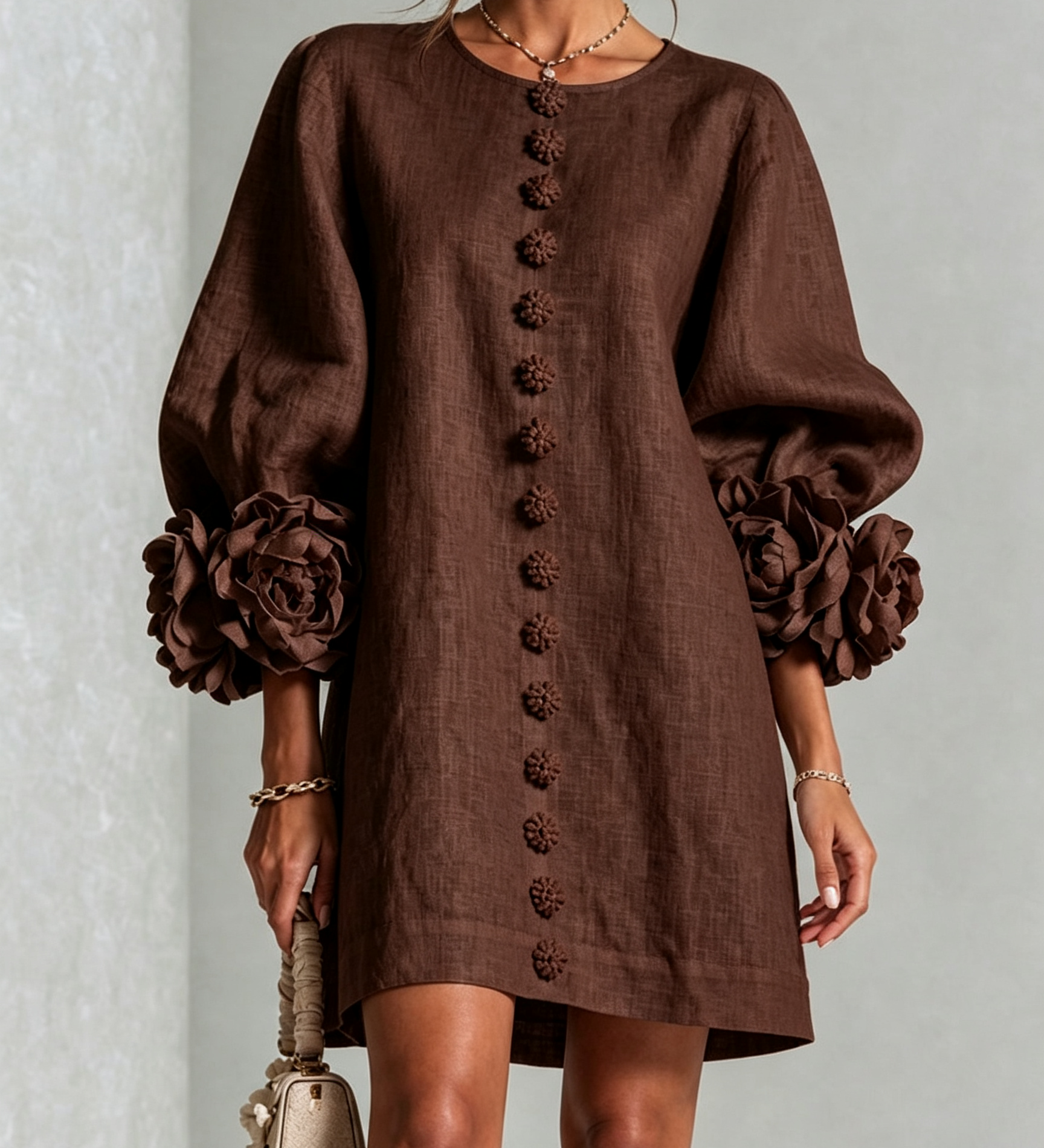 Aurora | Mini Dress with Floral Cuffs