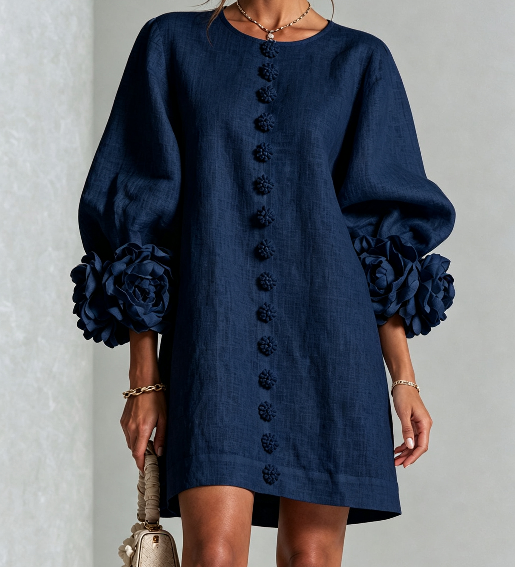 Aurora | Mini Dress with Floral Cuffs