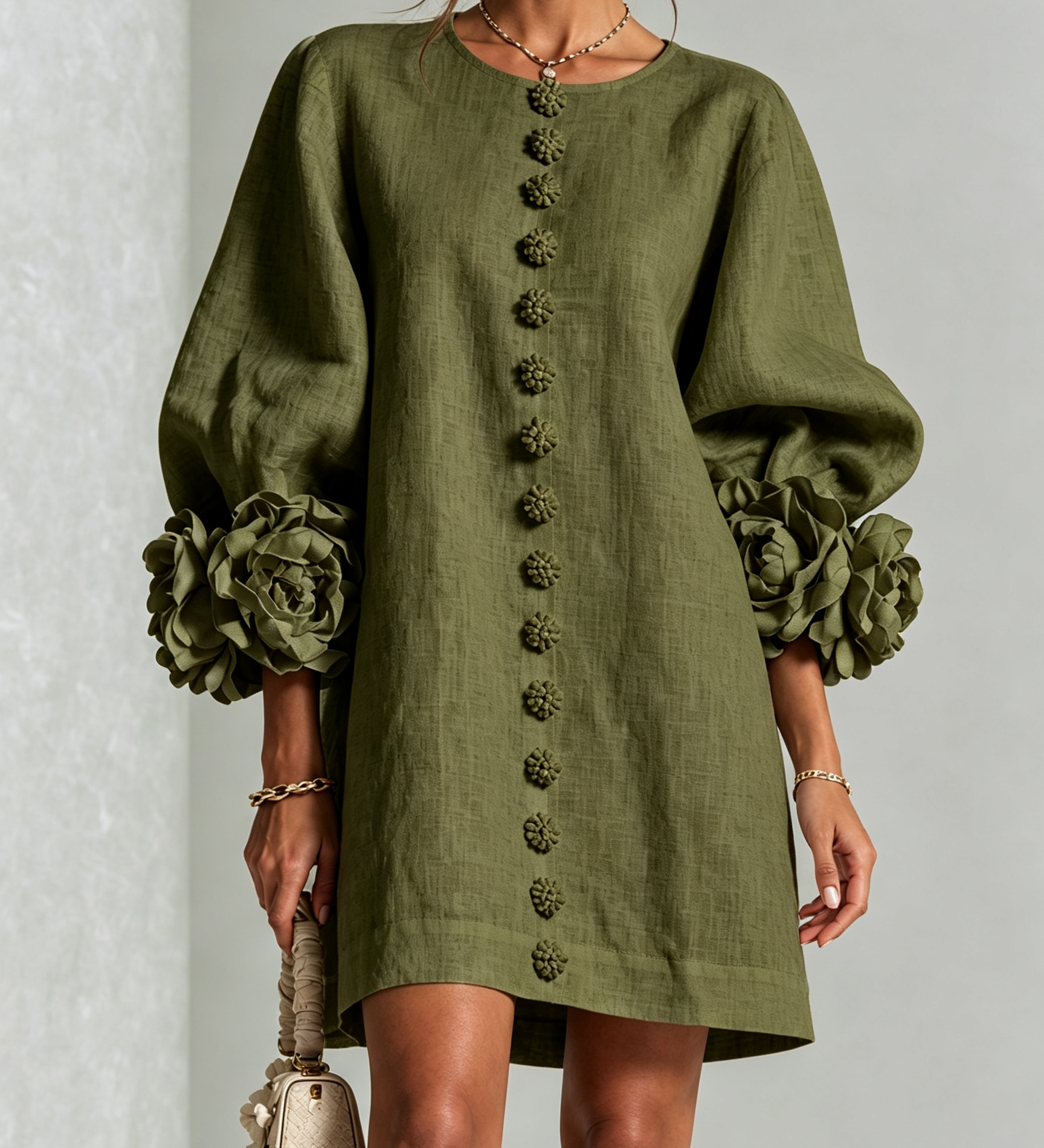 Aurora | Mini Dress with Floral Cuffs