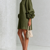 Francesca | Mini Dress with Floral Accents and Button Details