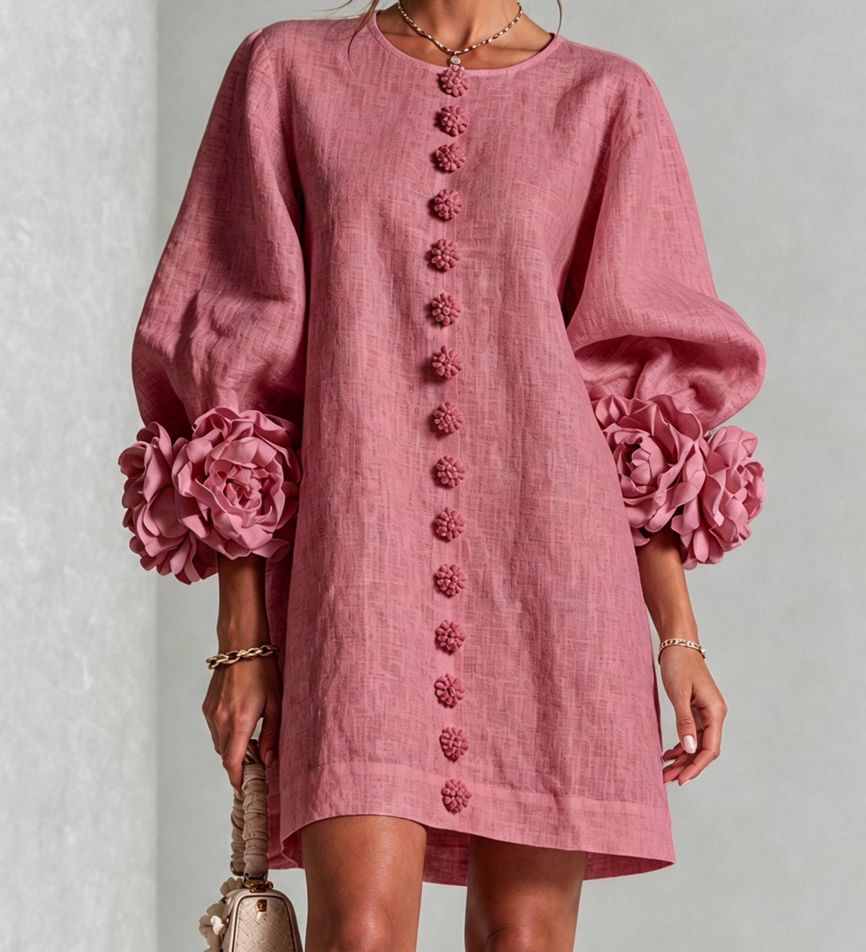 Aurora | Mini Dress with Floral Cuffs