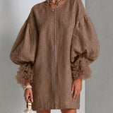Rebecca | Mini Dress with Zip-Front and Balloon Sleeves