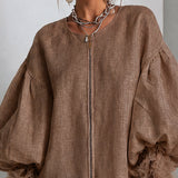 Rebecca | Mini Dress with Zip-Front and Balloon Sleeves