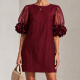 Philippa | Mini Dress with Floral Cuffs and Puff Sleeves