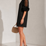Persephone | Mini Dress with Floral Cuffs and Puff Sleeves
