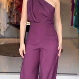 Bold Purple One-Shoulder Jumpsuit