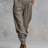 Cotton-Linen Blend Long Sleeve Jumpsuit