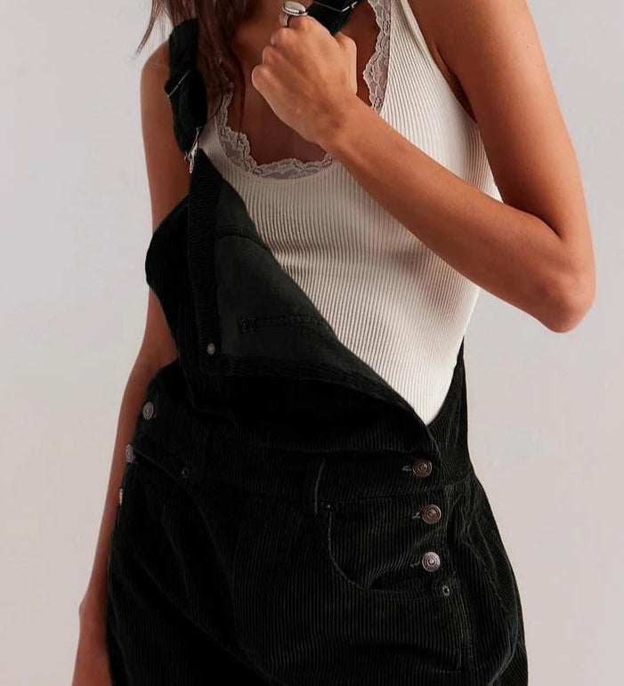 Vintage-Inspired Corduroy Utility Jumpsuit