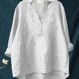 Amber - Blouse with Grey and Pink Print