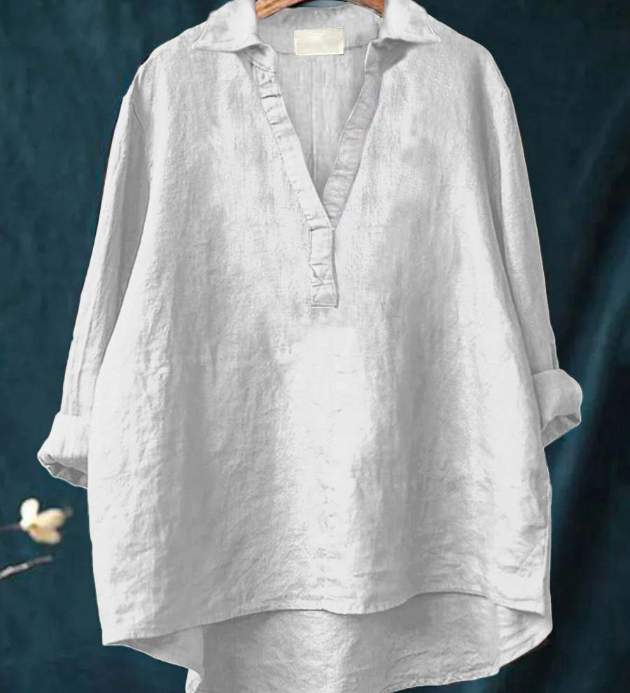 Amber - Blouse with Grey and Pink Print