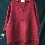 Amber - Blouse with Grey and Pink Print