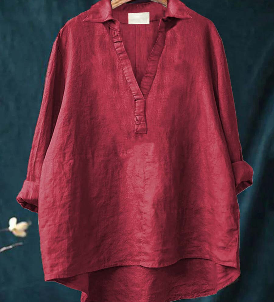 Amber - Blouse with Grey and Pink Print