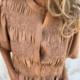Eliza - Pleated Button-Down Blouse