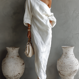 Arielle - Linen Off-Shoulder Dress