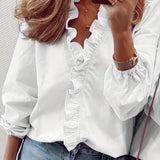 Maisy - V-Neck Blouse with Ruffled Details