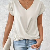 Meika - Timeless V-Neck Top with Classic Twist Detail