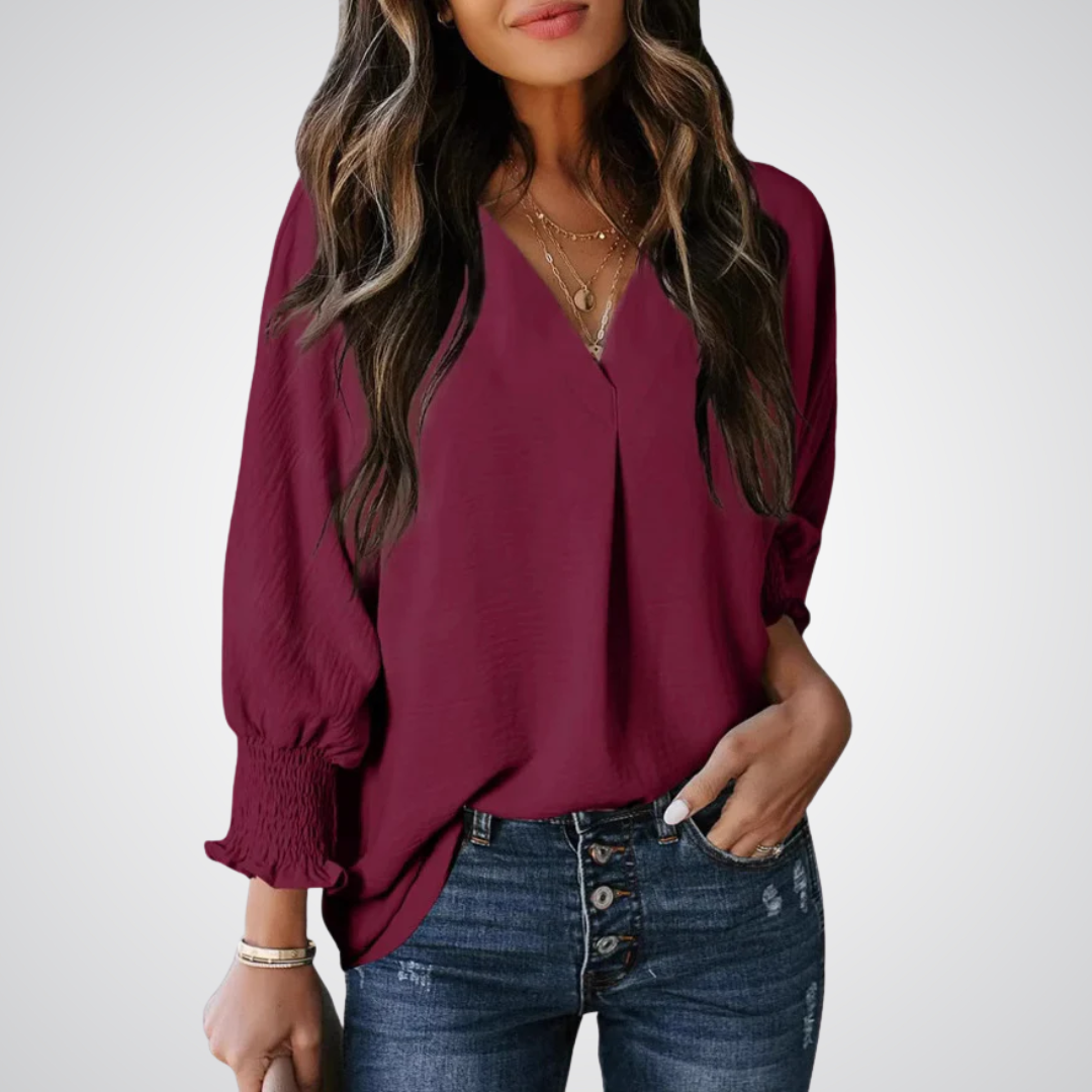 Leila - Timeless V-Neck Tunic Top