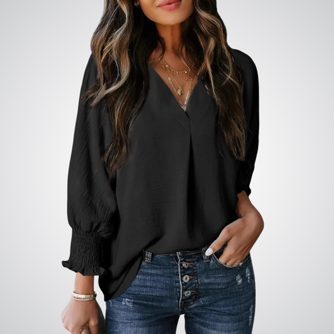 Leila - Timeless V-Neck Tunic Top