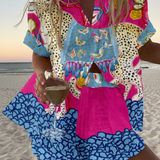 Margot - Coordinated Button-Up Shirt and Shorts Ensemble