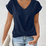 Meika - Timeless V-Neck Top with Classic Twist Detail
