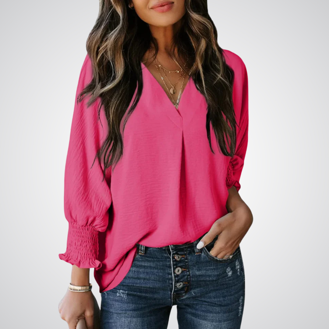 Leila - Timeless V-Neck Tunic Top