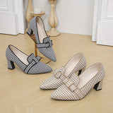 Leontine – Houndstooth Patterned Heeled Pumps