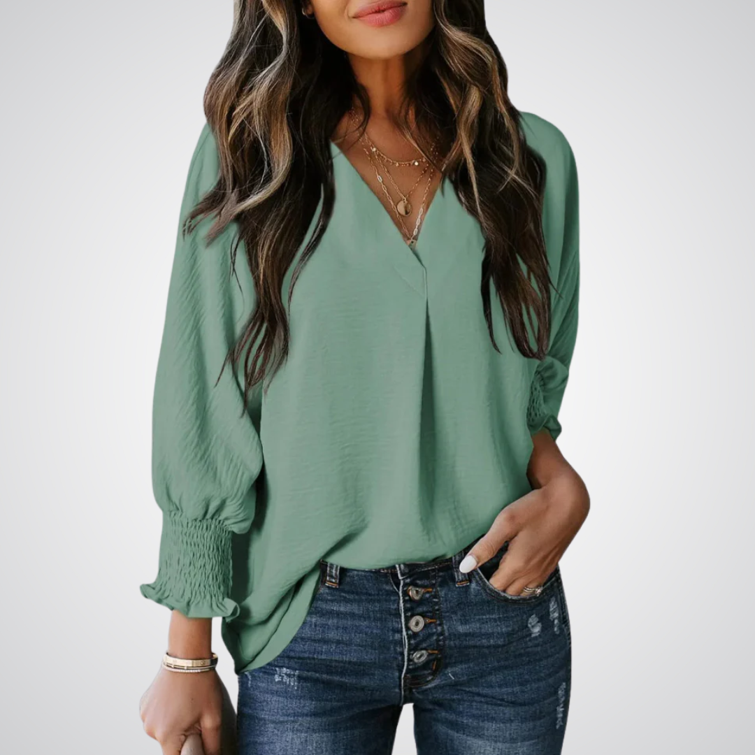 Leila - Timeless V-Neck Tunic Top