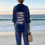 Imogen - Coordinated Button-Up Shirt and Pants Ensemble