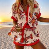 Stella - Short Set with Lobster & Crab Print