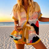 Matilda - Short Set with Abstract Waves Design