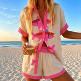 Isla - Pink Fish Pattern Short Set