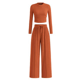 MIRELAT - Ribbed Knit Long Sleeve Cropped Top
