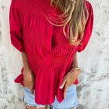 Eliza - Pleated Button-Down Blouse