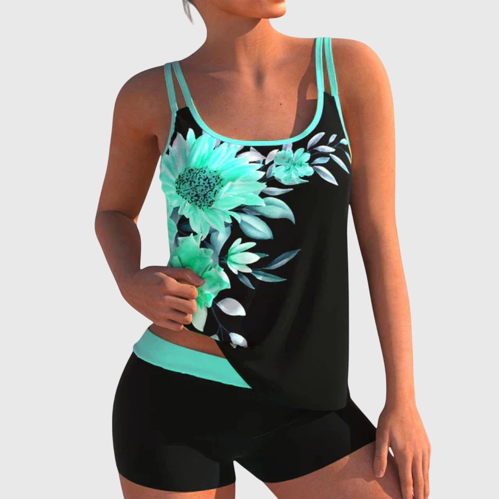 Silver Beach Floral Print Two-Piece Swimsuit