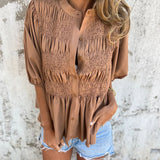 Eliza - Pleated Button-Down Blouse