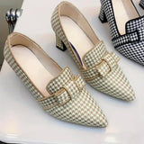 Leontine – Houndstooth Patterned Heeled Pumps