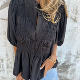 Eliza - Pleated Button-Down Blouse