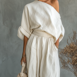 Alina - Off-Shoulder Linen Two-Piece Ensemble