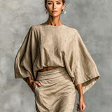 Sabrina - Cotton-Linen Crop Top and Trousers Ensemble