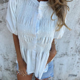 Eliza - Pleated Button-Down Blouse