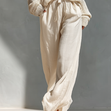 MARIA - Cold-Shoulder Turtleneck Knit Top & Wide-Leg Pants Ensemble