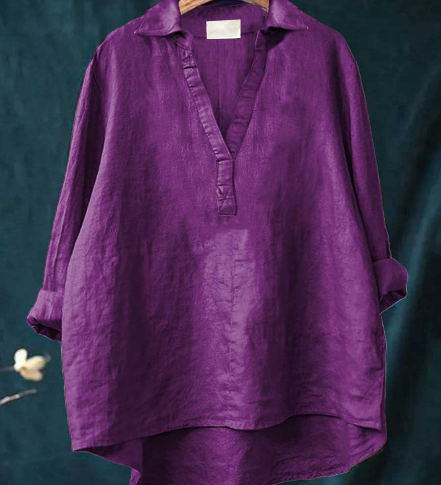 Amber - Blouse with Grey and Pink Print