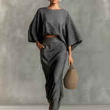 Sabrina - Cotton-Linen Crop Top and Trousers Ensemble
