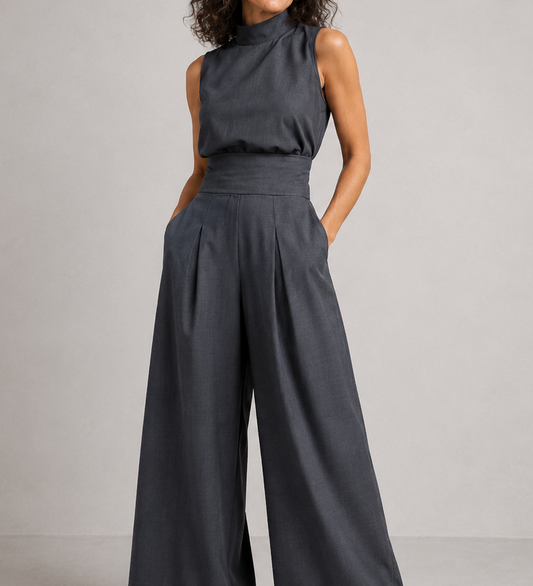 Lucinda - Sleeveless Cotton-Linen Two-Piece Outfit