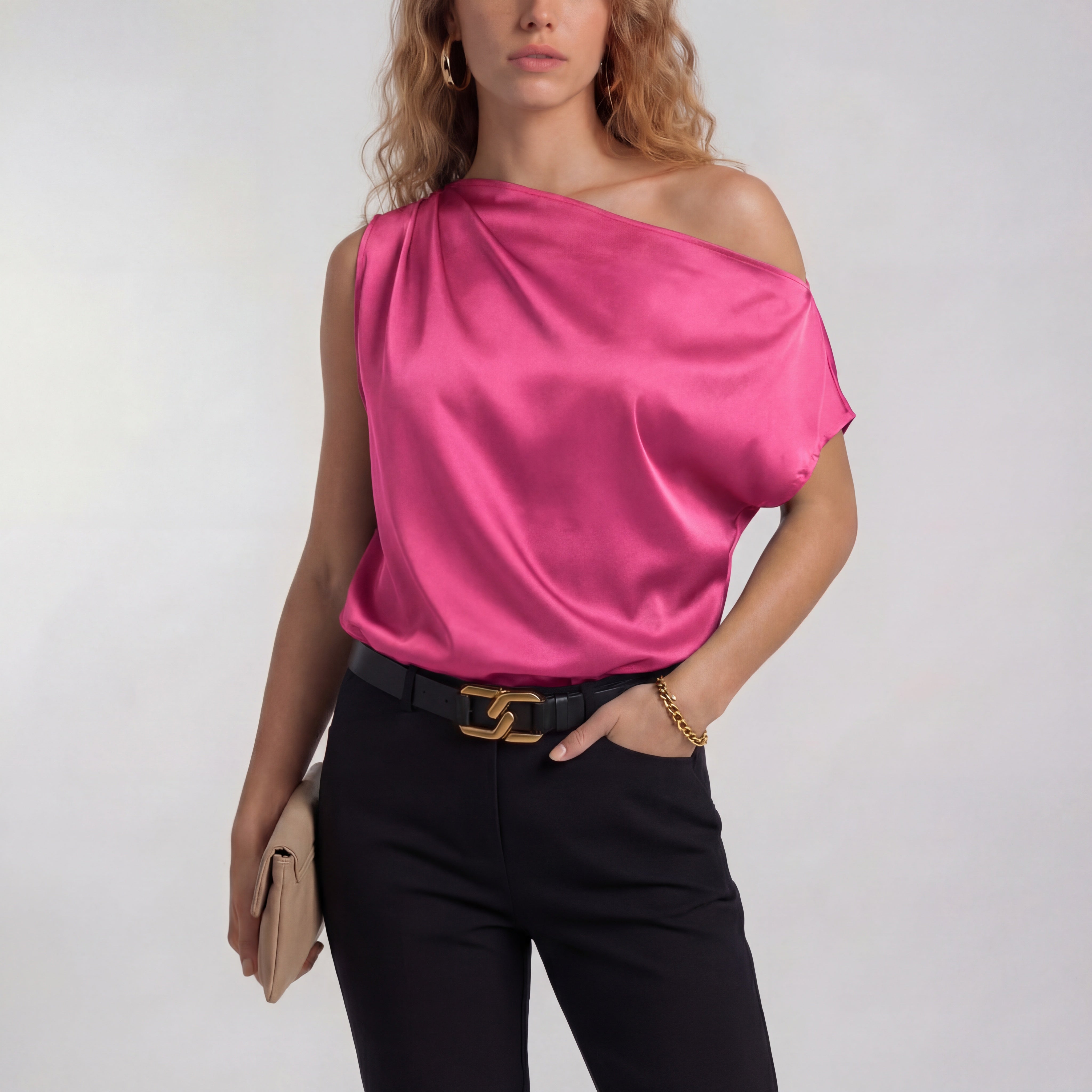 Camilla - Stylish One-Shoulder Casual Blouse
